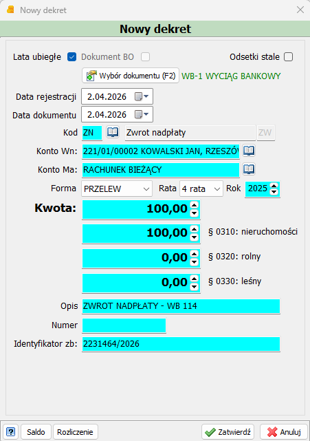 Zwrot nadplaty